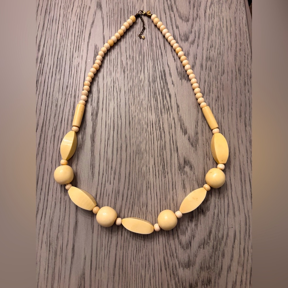 Faux Ivory Adjustable Length Beaded Necklace